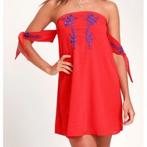 Lulu's Crysta Embroidered Off-the-Shoulder Mini